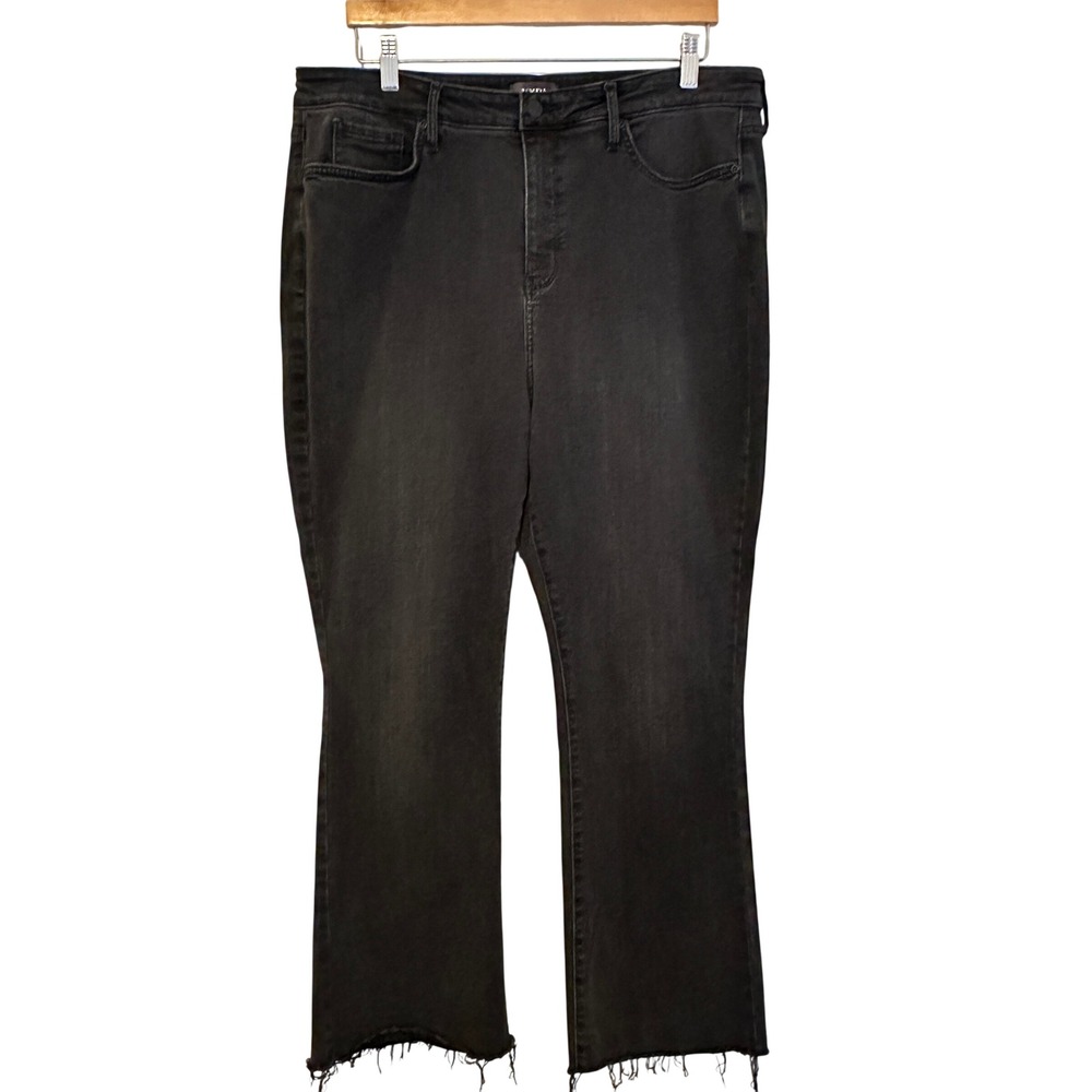 NYDJ Billie Mini Boot Jeans Womens 16 Black High Rise Raw Hem Lift Tuck Casual